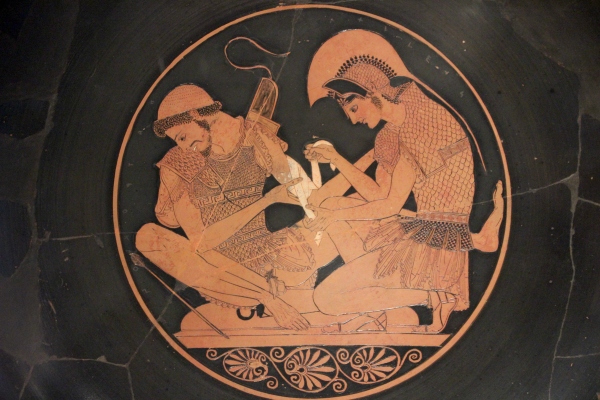 Sosias Painter, ca. 500 BCE. Achilles Binding Patroclus’ Wounds.